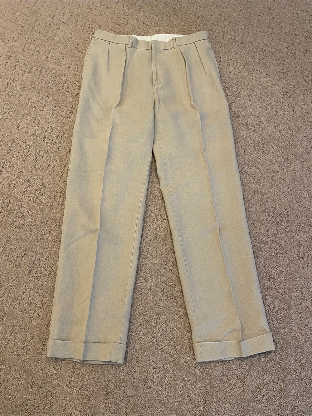 Men's Ralph Lauren Tan Pleated Linen Pants